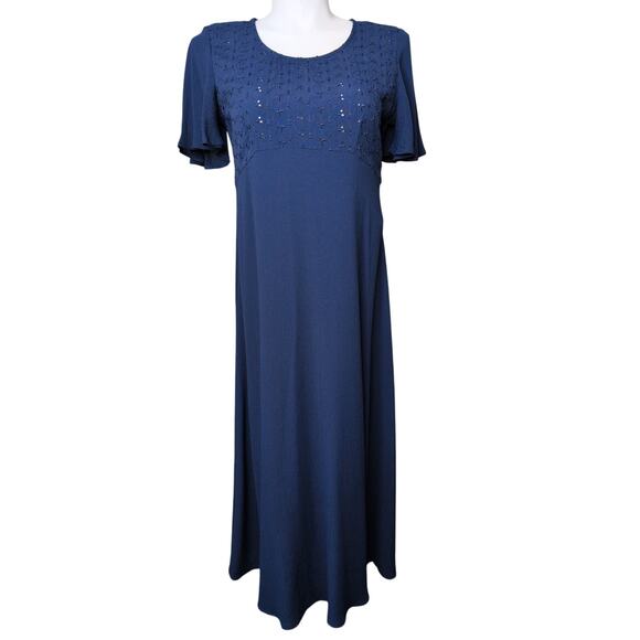 Vintage 90s Empire Waist Maxi Dress 12 Cottagecore Country Prairie Modest Demure - Picture 1 of 5